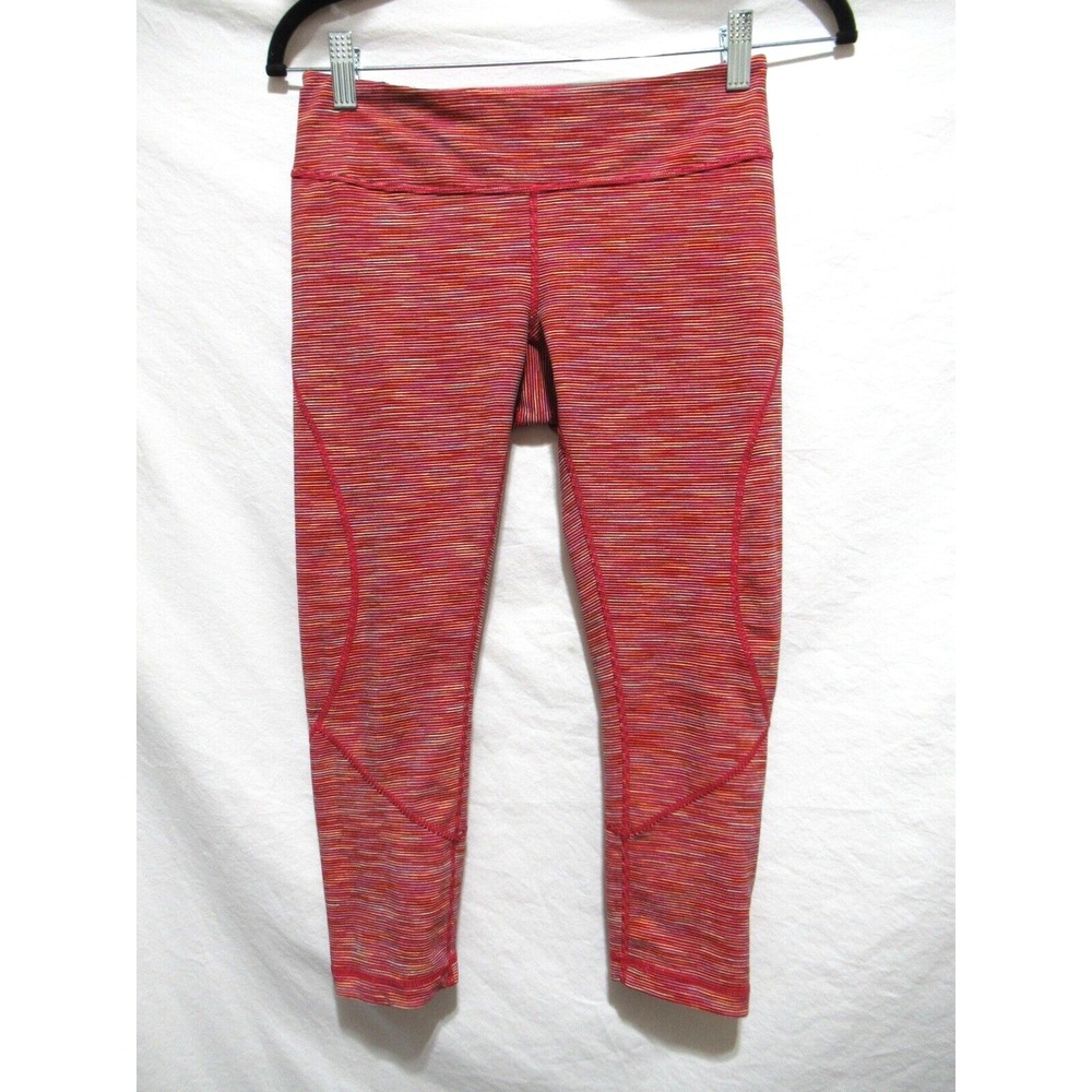 Zella Size Small Space Dye Pink Multi Color Striped Cropped Low Rise Leggings